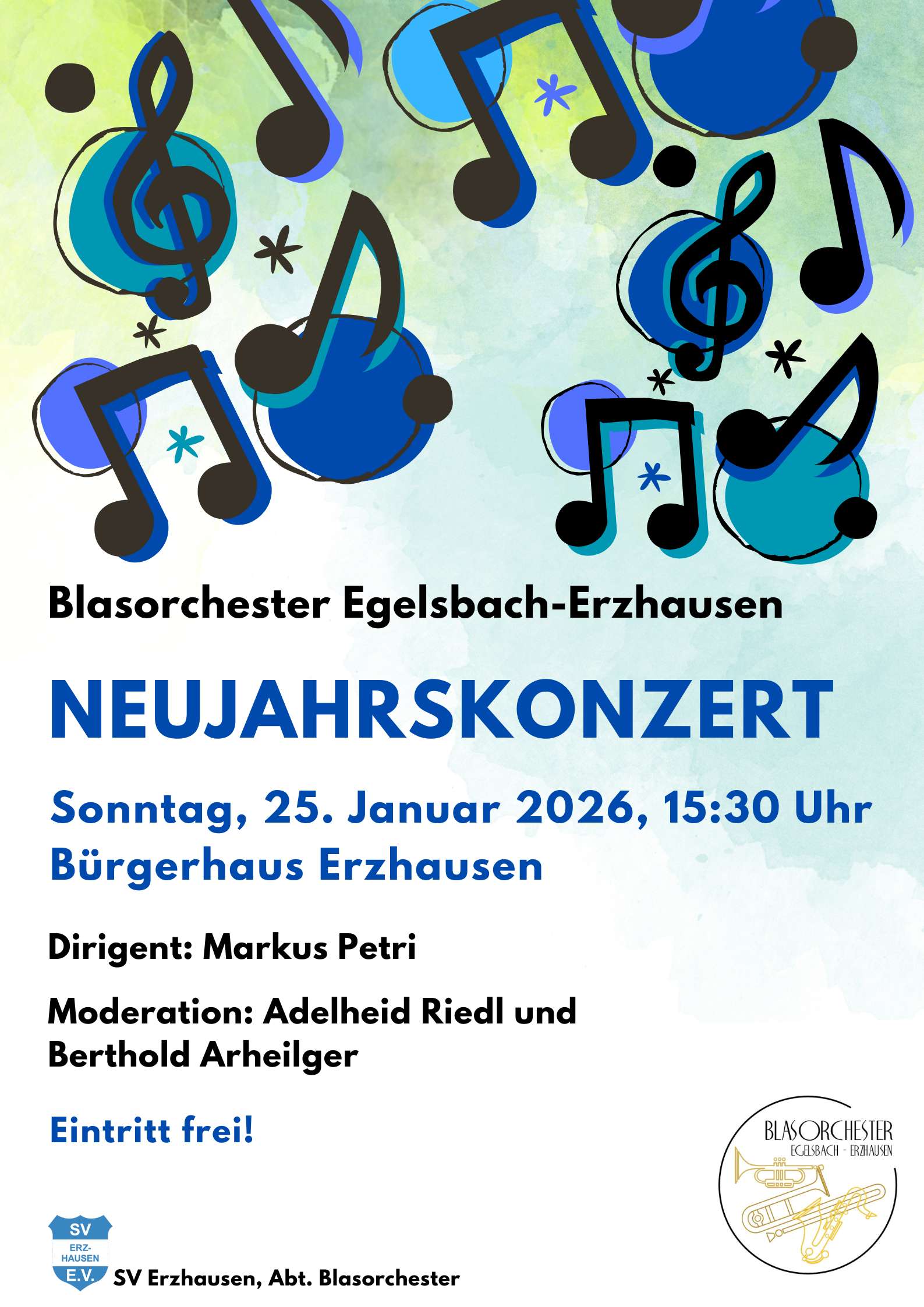 Großes Neujahrskonzert 2026: Blasorchester Egelsbach-Erzhausen lädt ein – Eintritt frei